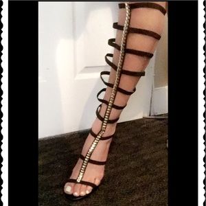 Gold and black sexy heels